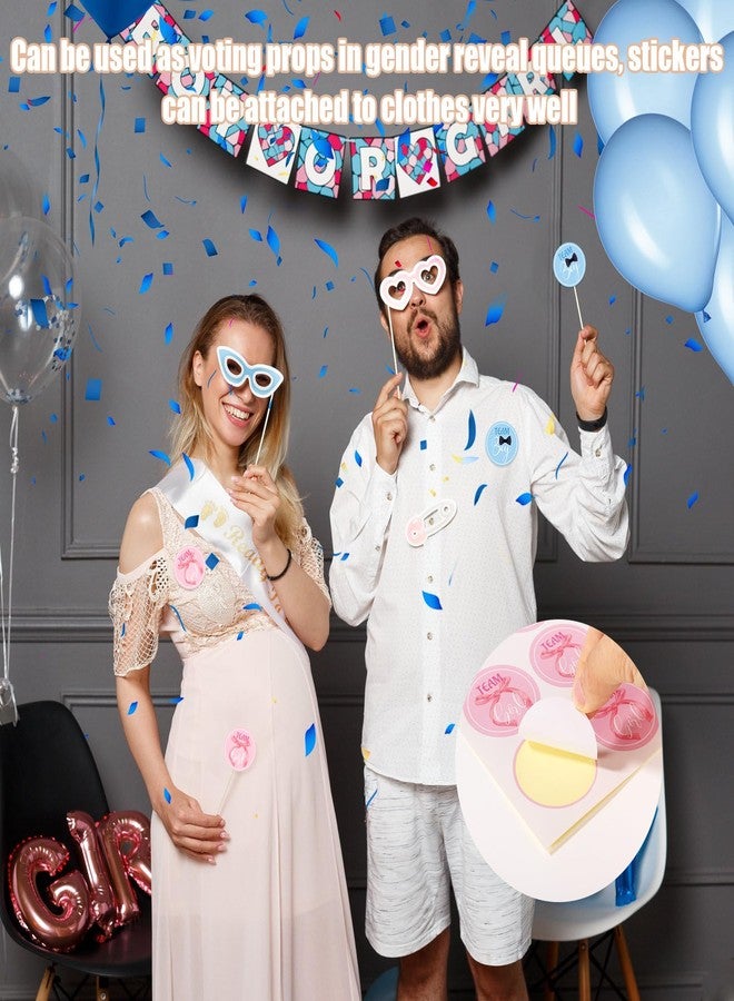 XIHIRCD 54 قطعة من ملصقات الكشف عن جنس المولود، ملصقات صغيرة زرقاء وردية لفريق الأولاد والبنات، ملصقات ذاتية اللصق للكشف عن جنس المولود لألعاب سجل القصاصات وهدايا حفلات استقبال المولود وتزيينها (نمط دائري) - Image 5